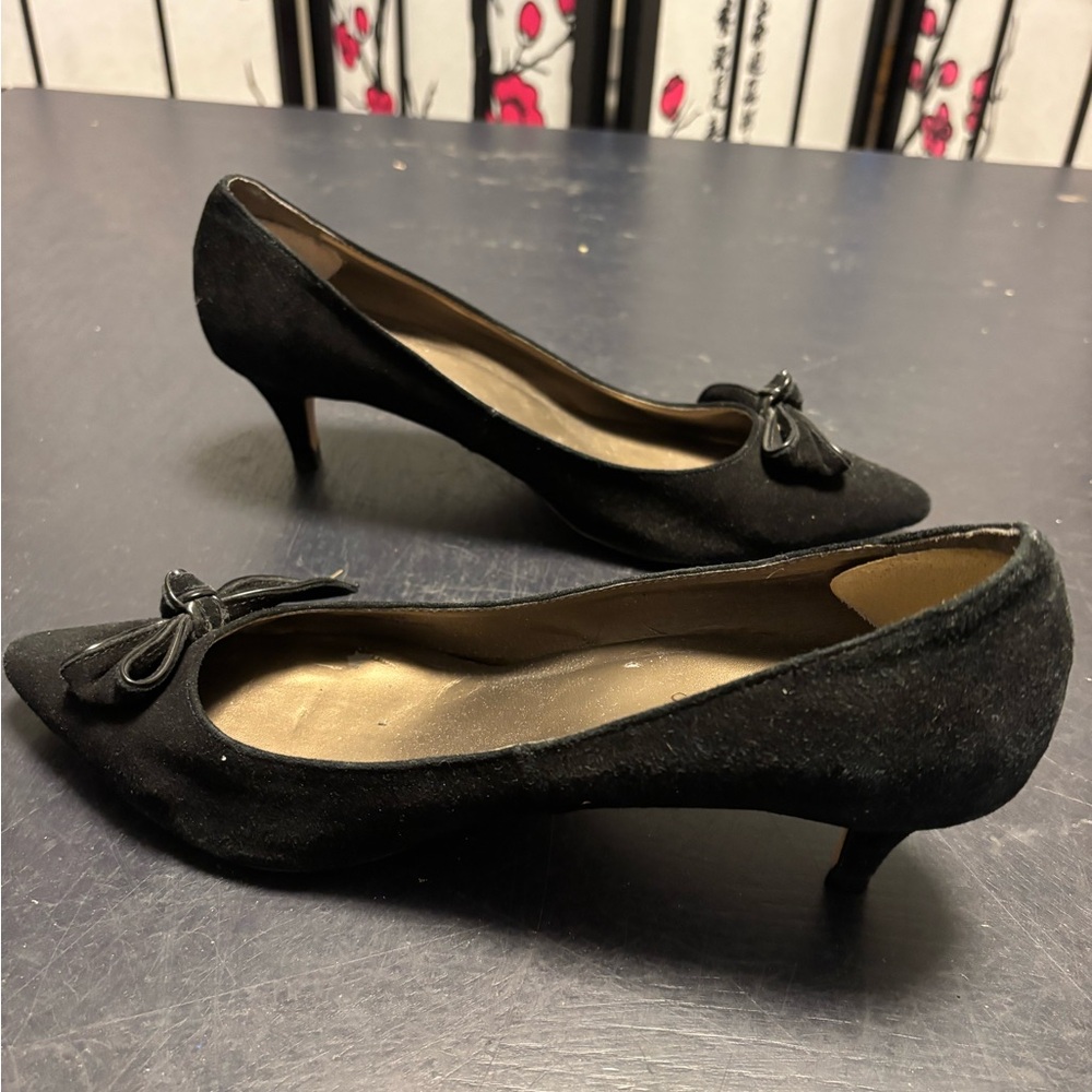 Talbots Elegant Black Suede Heels with Bow